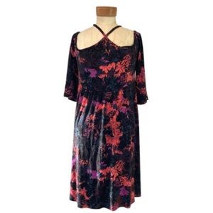 Soma Soft Jersey Y Neck Floral Dress w/Pockets